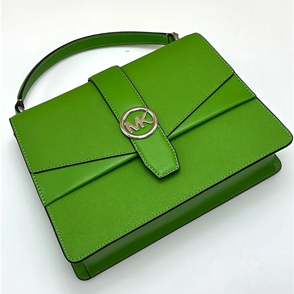 Michael Kors Greenwich Medium Saffiano Leather Satchel Crossbody Shoulder Bag - Picture 8 of 16